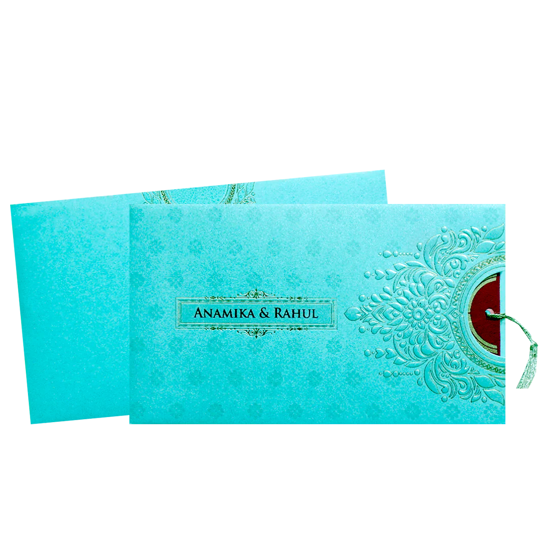 Blue Gold Mandala Cutout Wedding Card-KPR06360 - Image 2