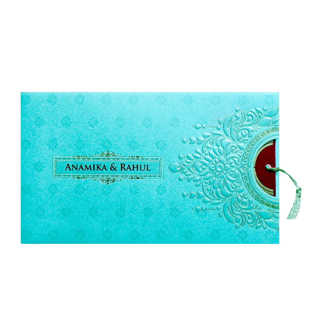 Blue Gold Mandala Cutout Wedding Card-KPR06360 - Image 3