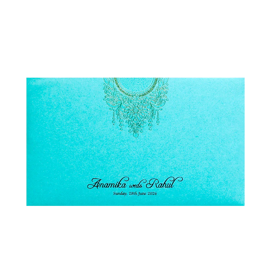 Blue Gold Mandala Cutout Wedding Card-KPR06360 - Image 4