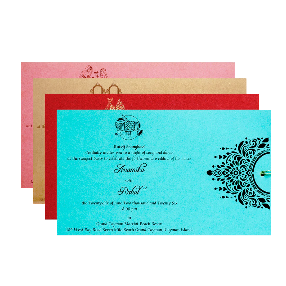 Blue Gold Mandala Cutout Wedding Card-KPR06360 - Image 5