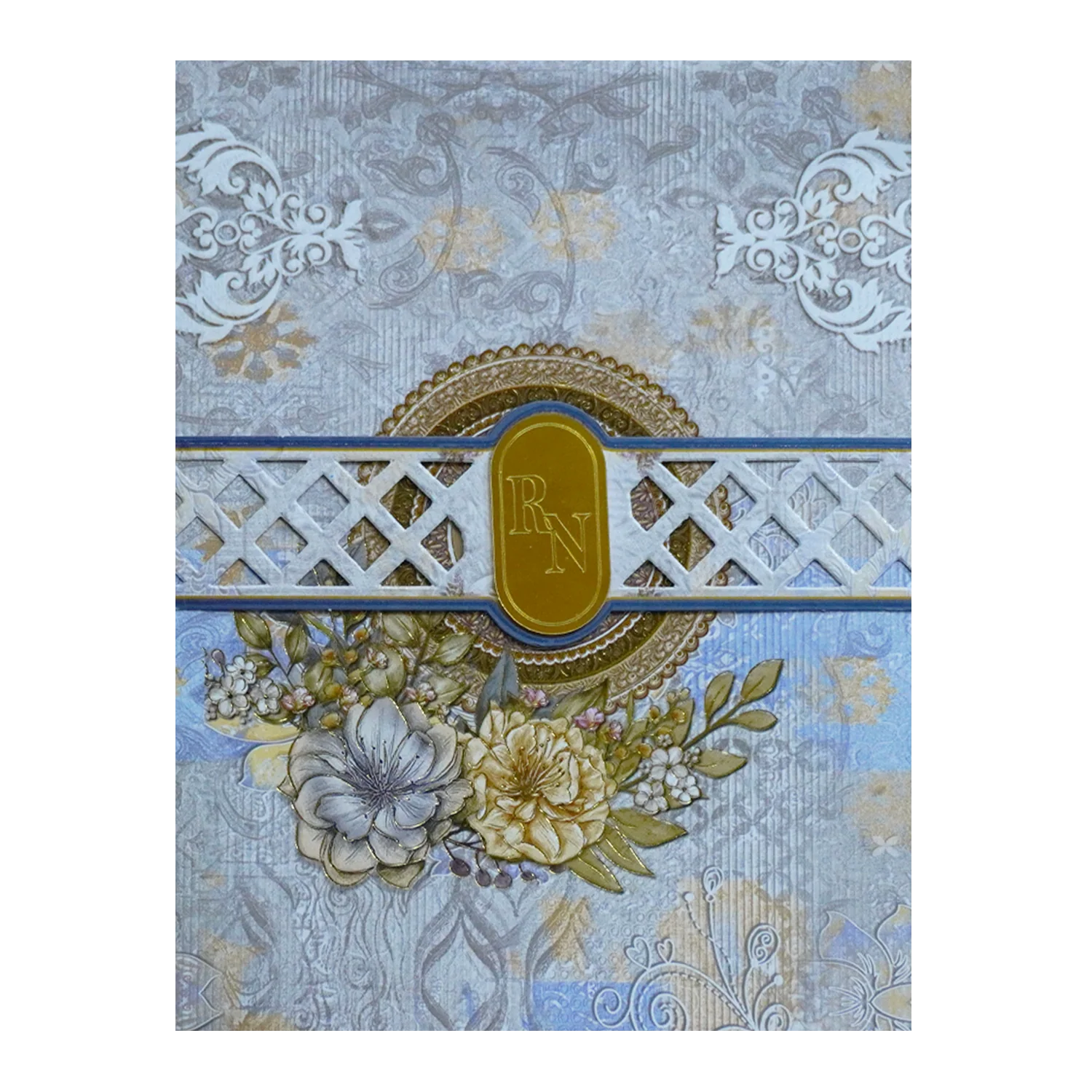 Blue Grey Floral Wedding Box-KRC30790 - Image 2