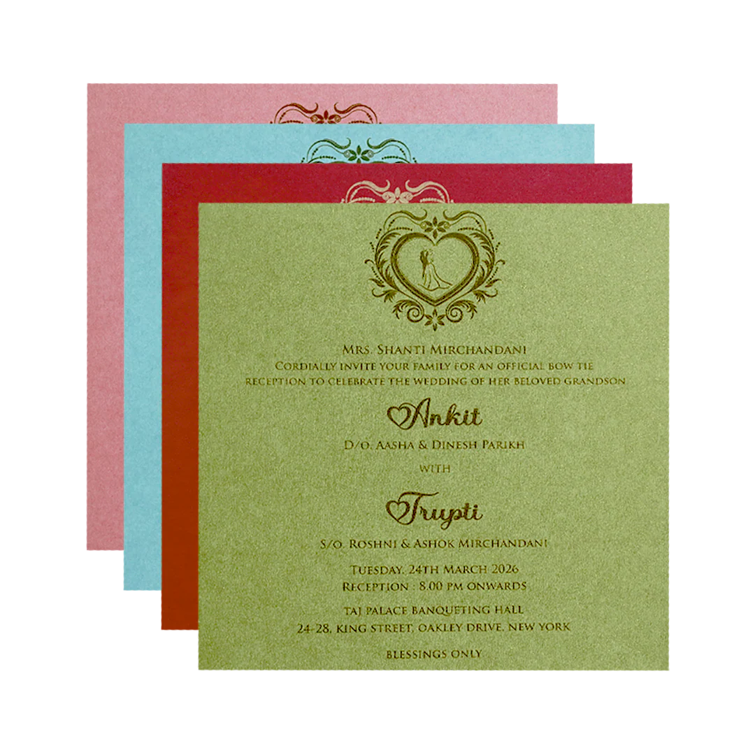 Blue Heart Motif Floral Wedding Invitation Card-KPR06220 - Image 5