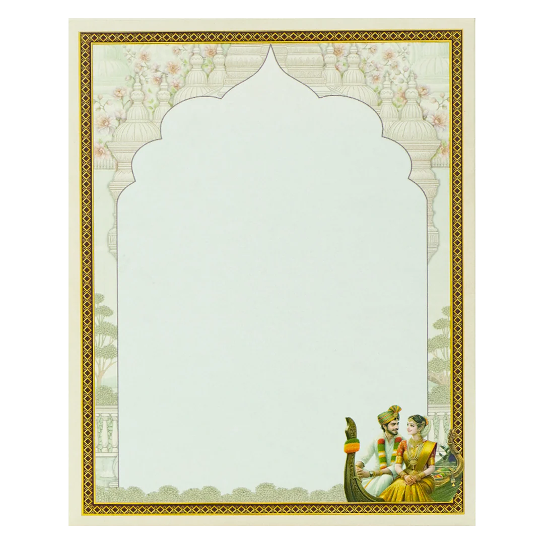 Blue Royal Floral Bride Groom Wedding Card-KNKJ1156 - Image 4