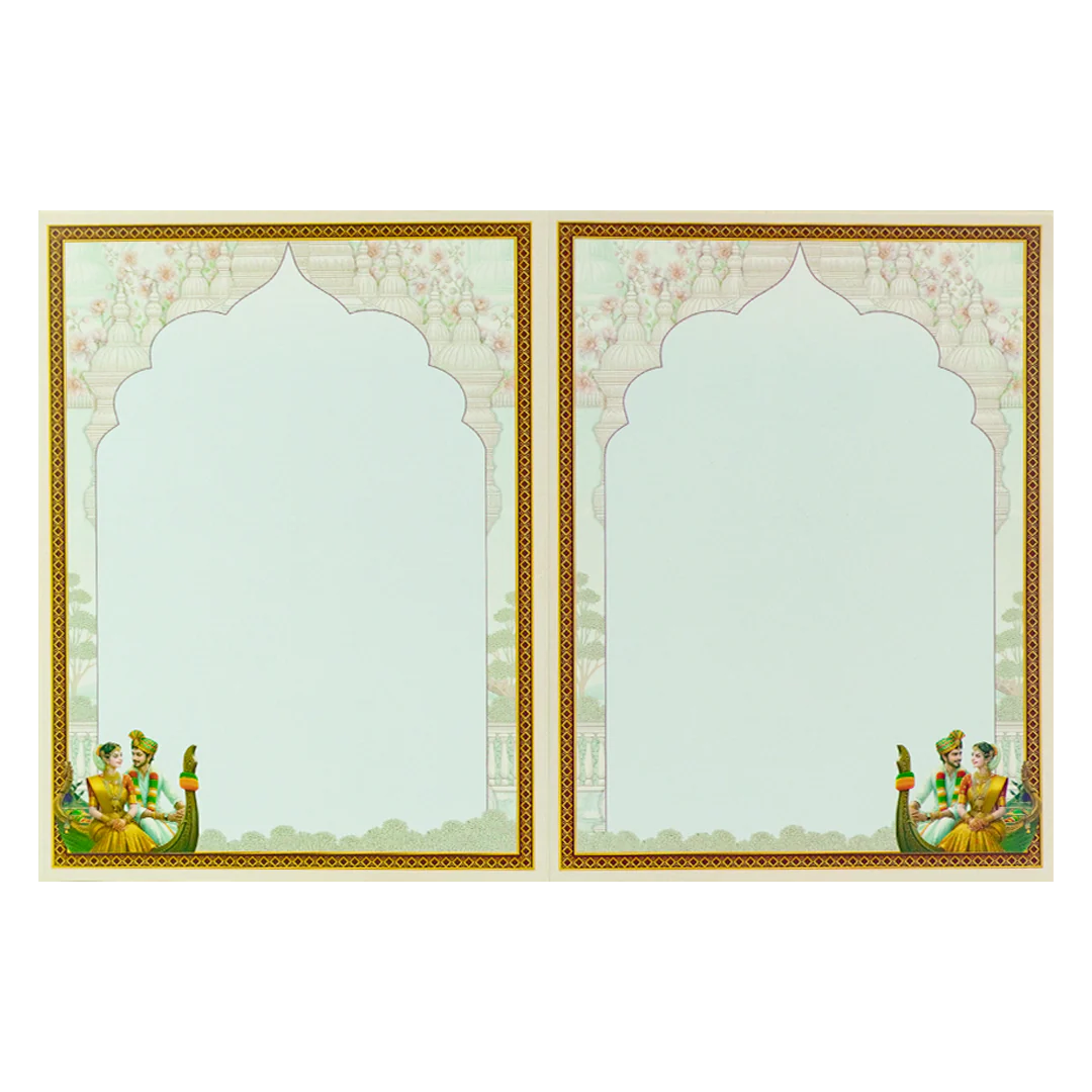 Blue Royal Floral Bride Groom Wedding Card-KNKJ1156 - Image 5