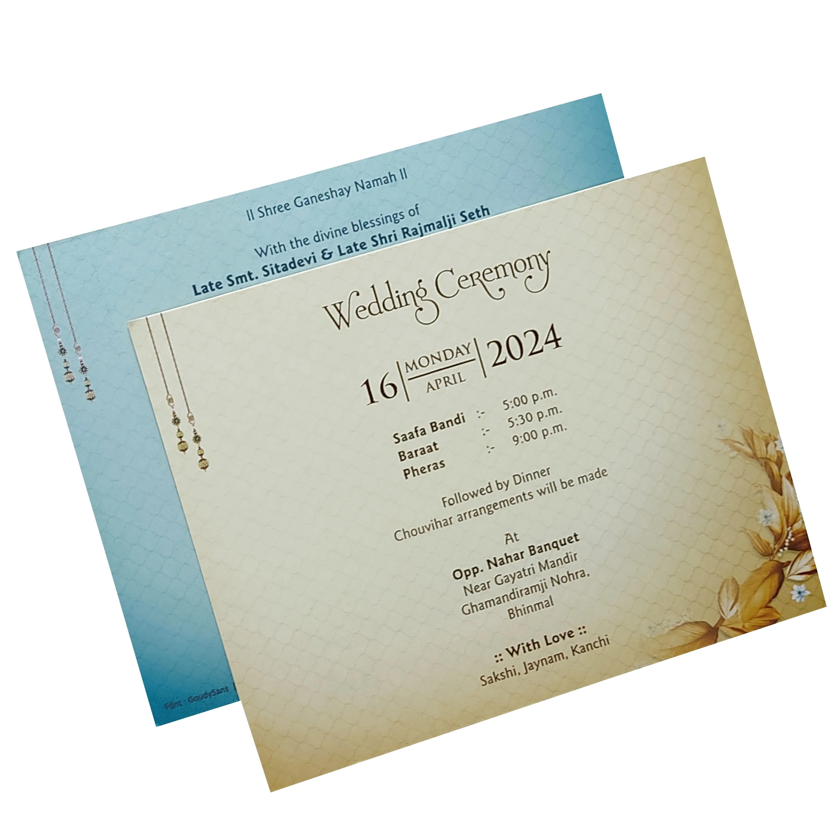 Blue Leaf Invitation Card-KRC29980 - Image 5