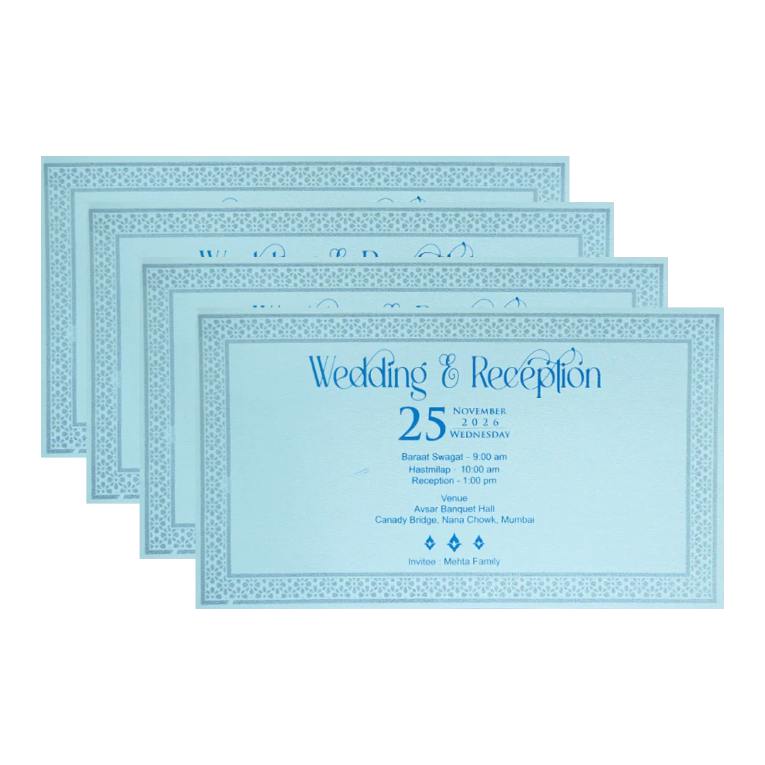 Blue Lotus Gold Foil Luxury Wedding Invitation Card KPR24590 - Image 5