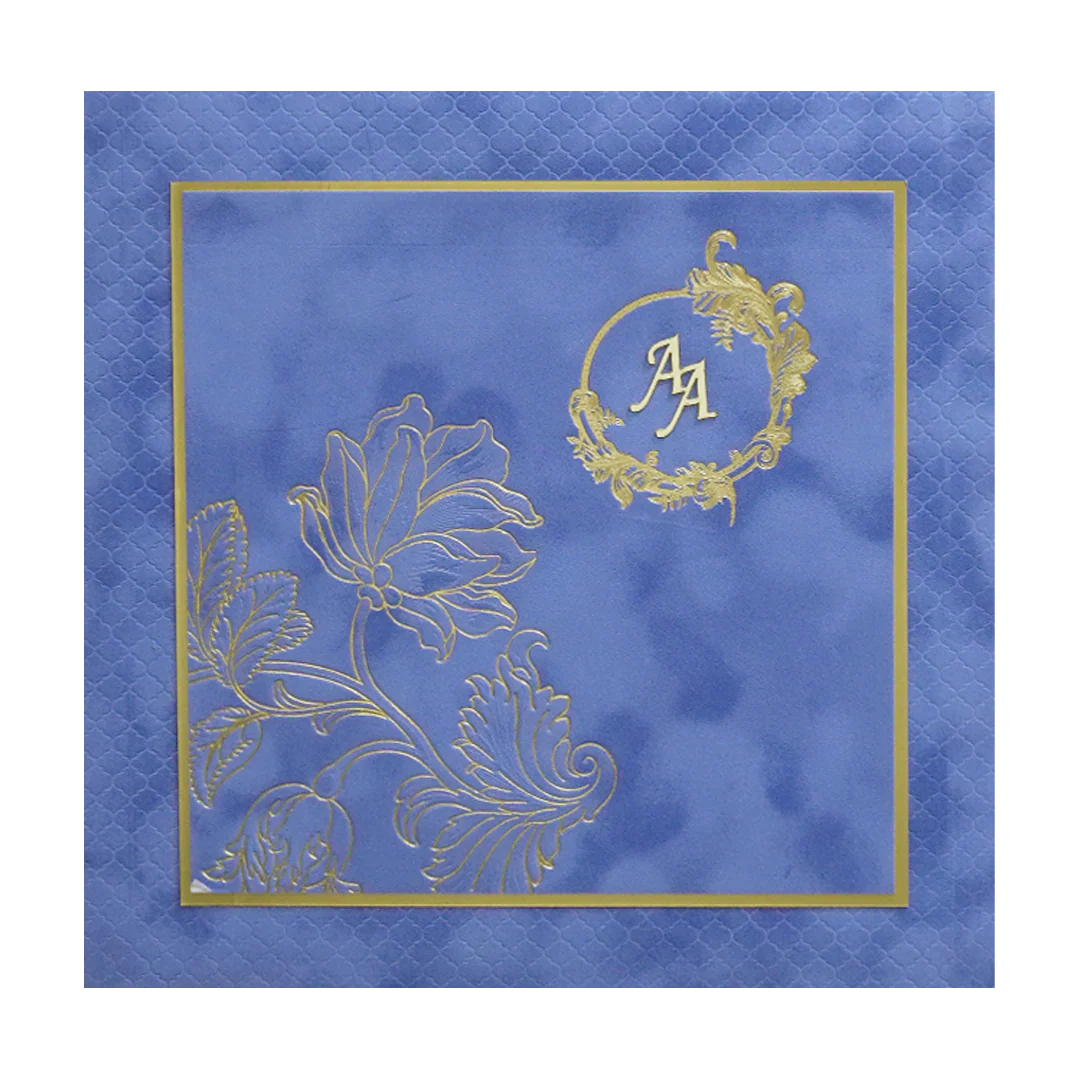 Blue Luxury Floral Wedding Invitation-KMMWD1135 - Image 3