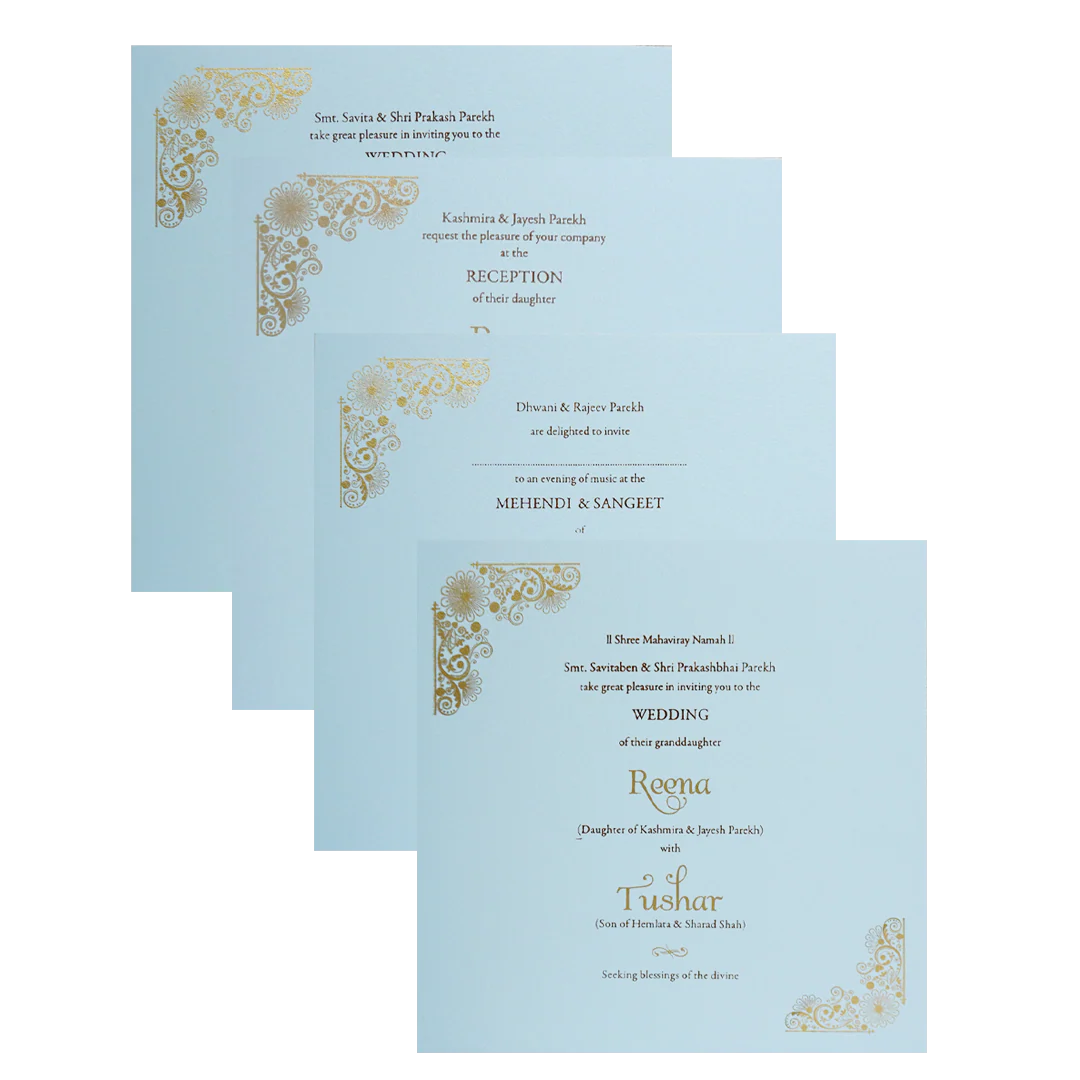 Blue Padded Laser Cut Wedding Card-KPR23310 - Image 5