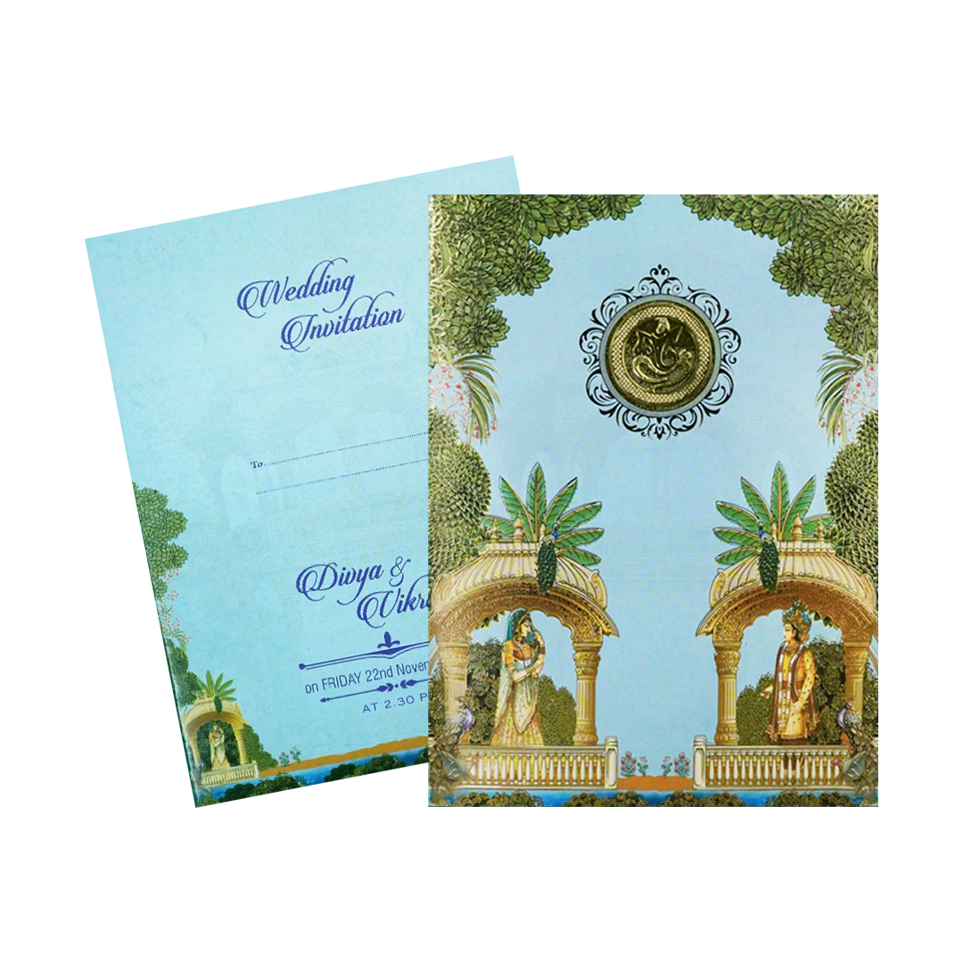 Blue Palace Floral Wedding Card-KNTY6815 - Image 2