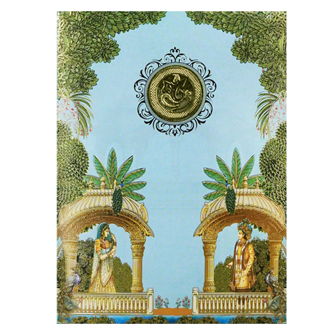 Blue Palace Floral Wedding Card-KNTY6815 - Image 3