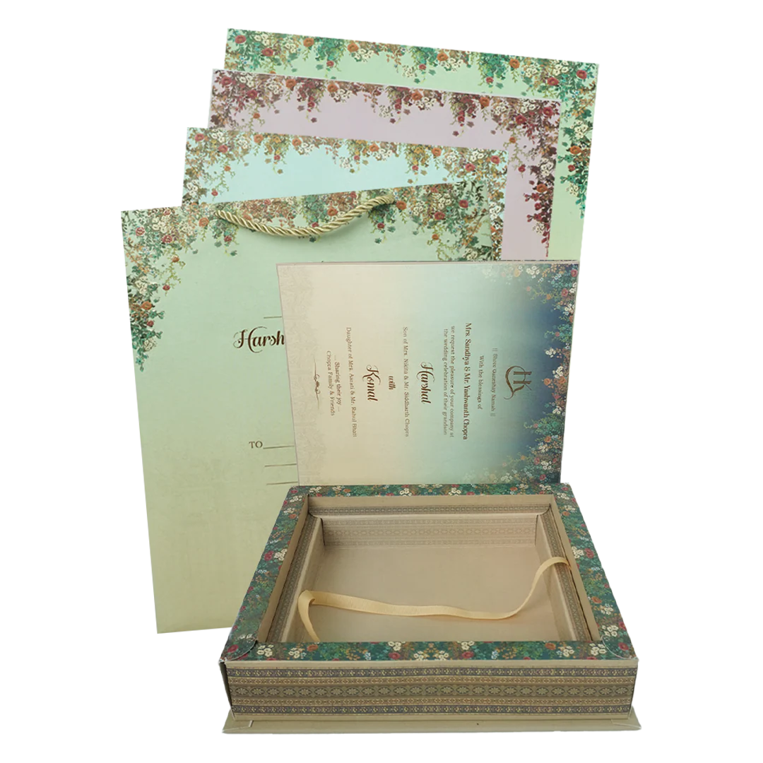 Blue Palace Floral Wedding Invitation Box -KSI63990
