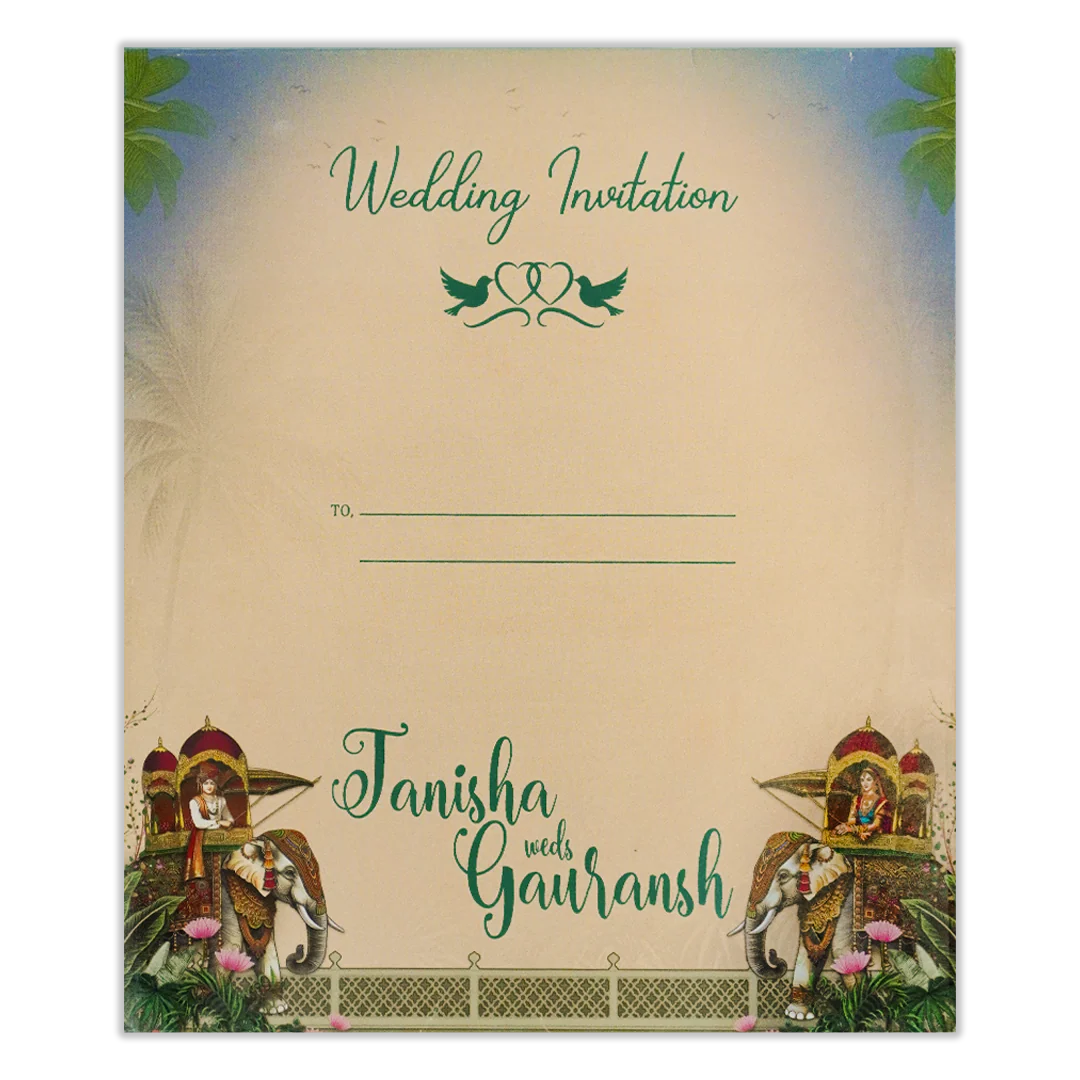 Blue Palms Elephant Wedding Card-KSH73040 - Image 4