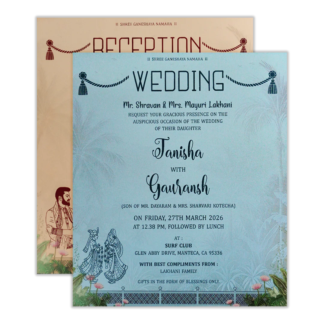 Blue Palms Elephant Wedding Card-KSH73040 - Image 5