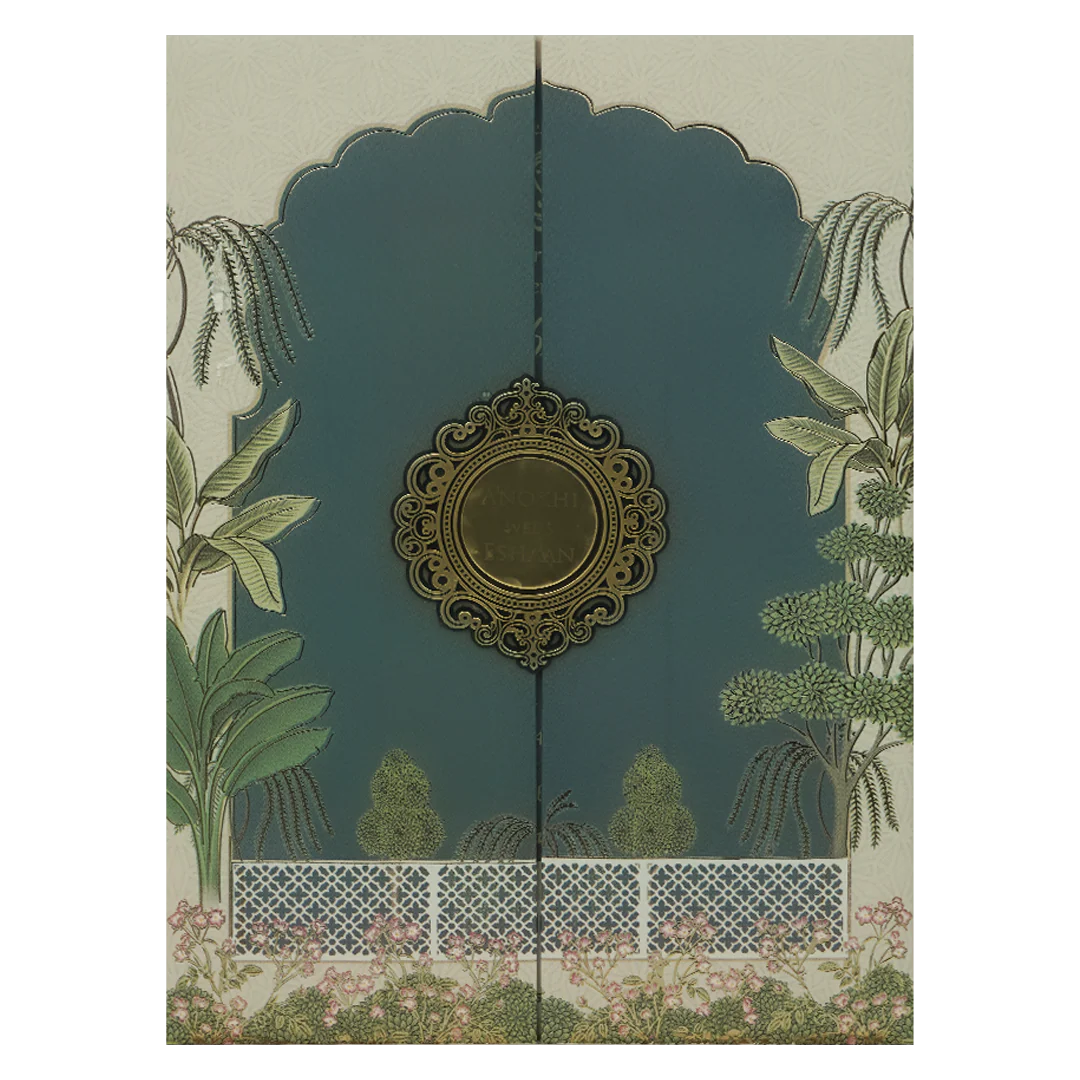 Blue Pastel Garden Padded Wedding Card-KJTS3676 - Image 3