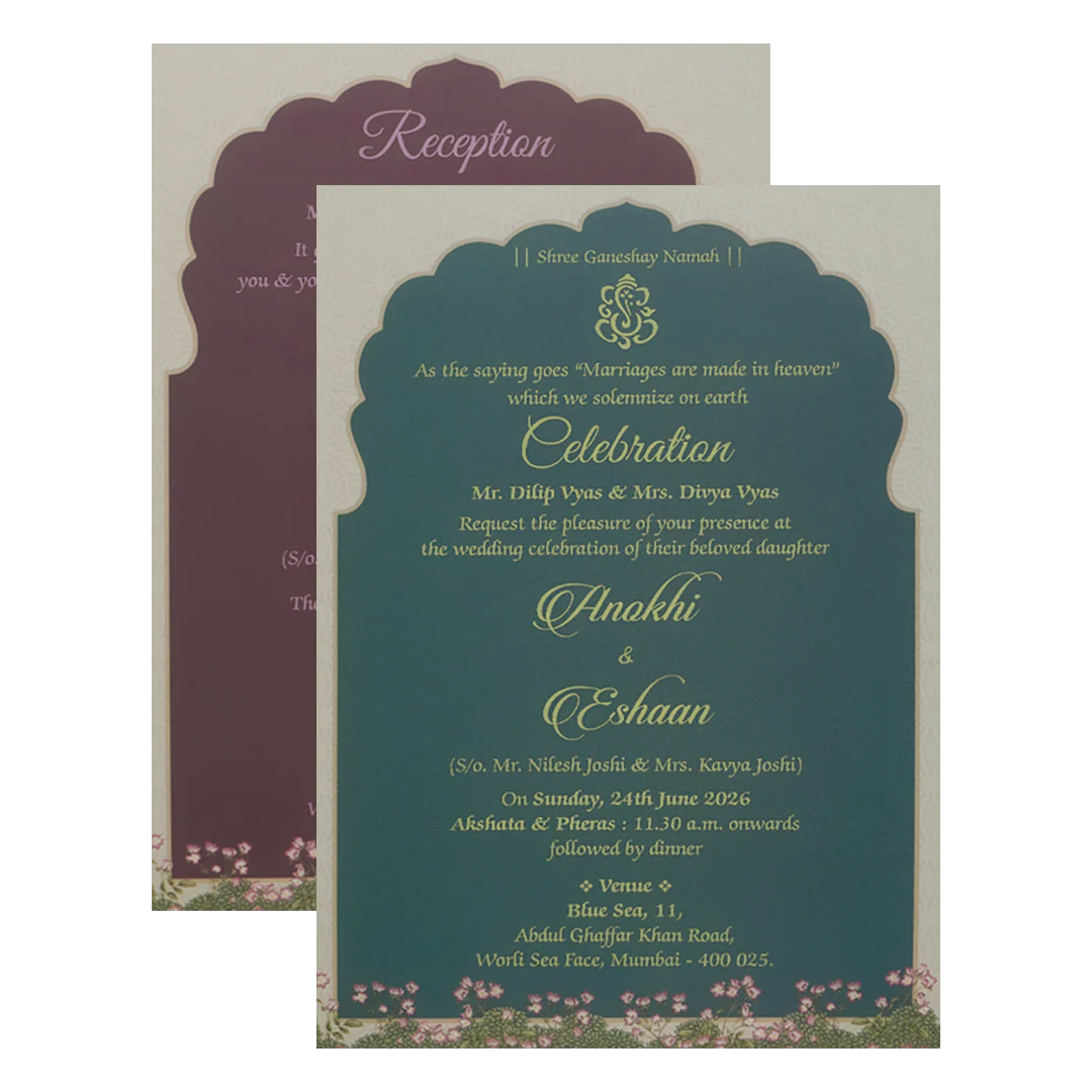 Blue Pastel Garden Padded Wedding Card-KJTS3676 - Image 5
