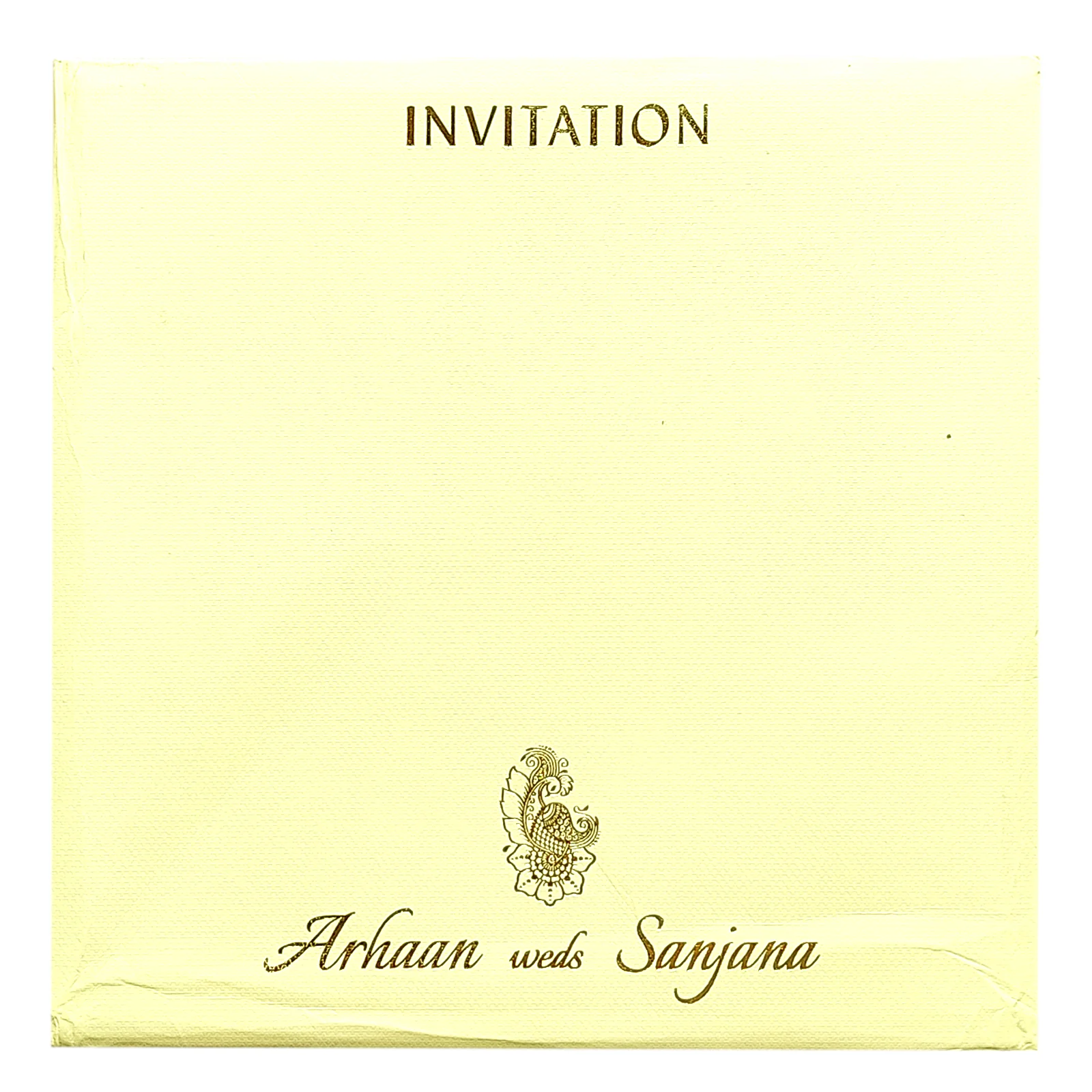 Blue Peacock Padded Nameplate Invitation Card-KRC29810 - Image 4