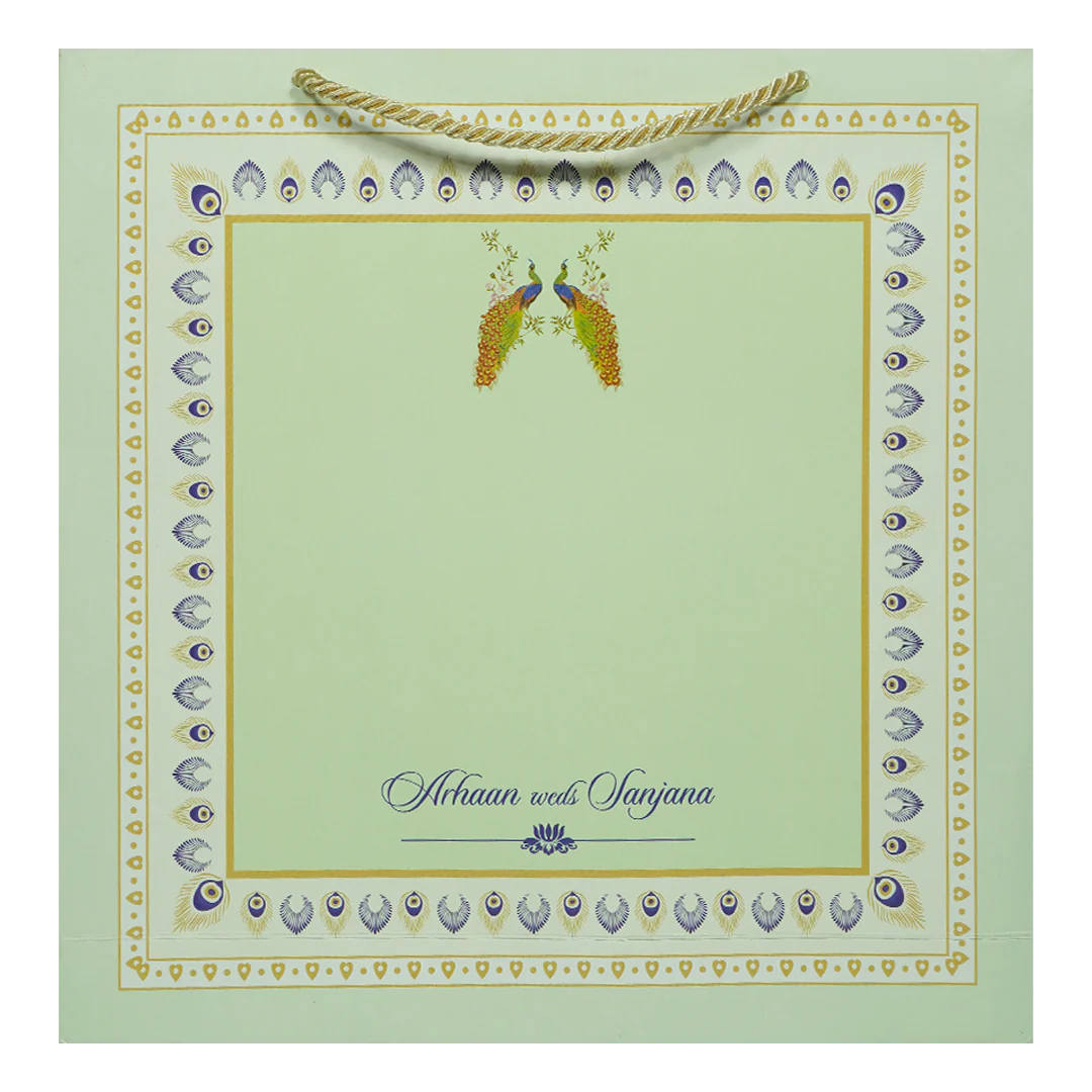 Blue Peacock Theme Wedding Invitation Box-KMMEX8360 - Image 4