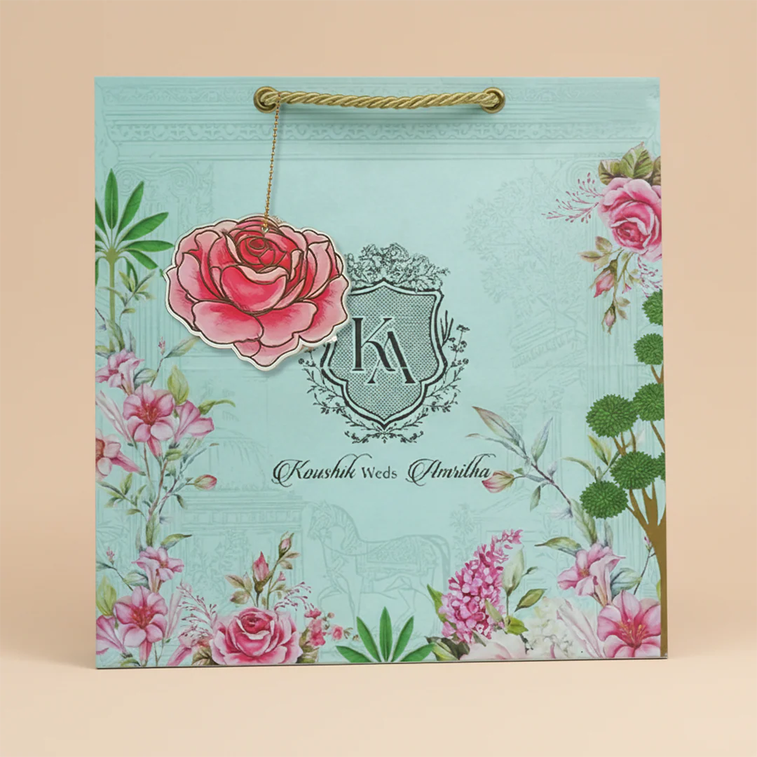 Blue Pink Floral Luxury Invitation Box-KNLW202531 - Image 4