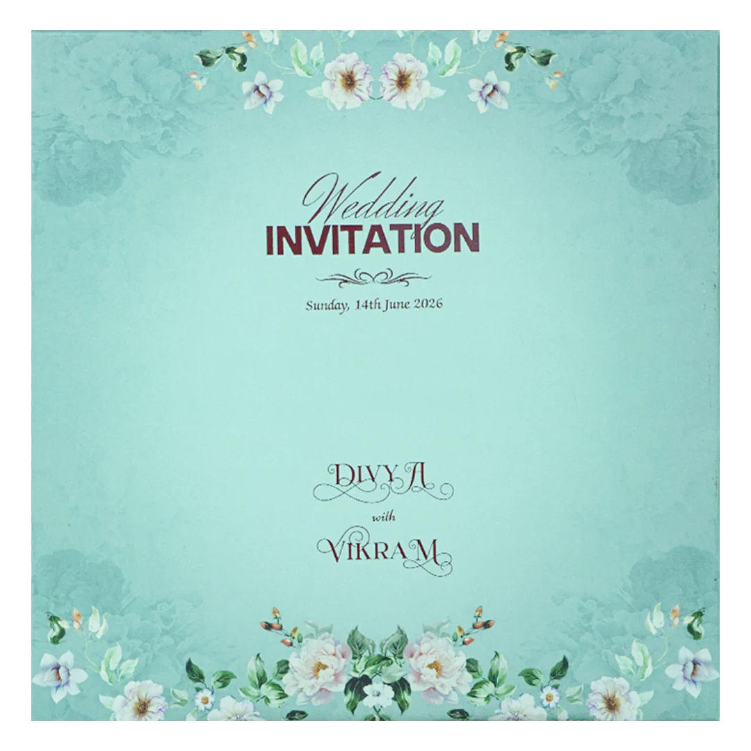 Blue Laser Cut Floral Wedding Card - KNBS3404 - Image 4