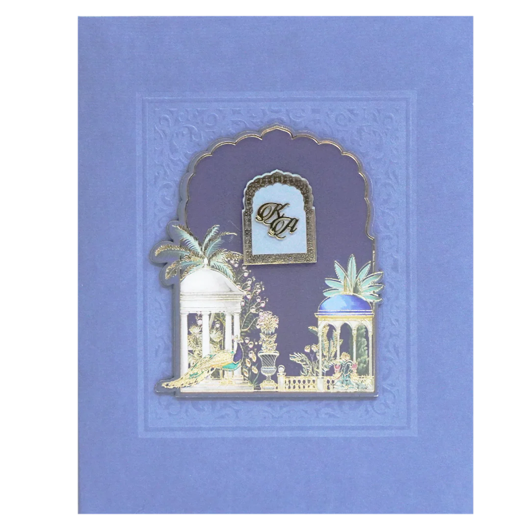 Blue Pop-Up Soft Fabric Wedding Card-KPR23940 - Image 3