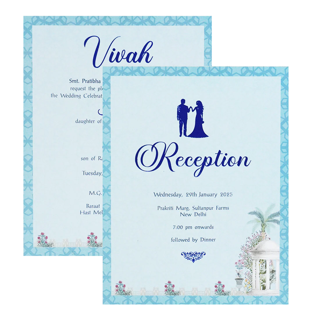 Blue Pop-Up Soft Fabric Wedding Card-KPR23940 - Image 5
