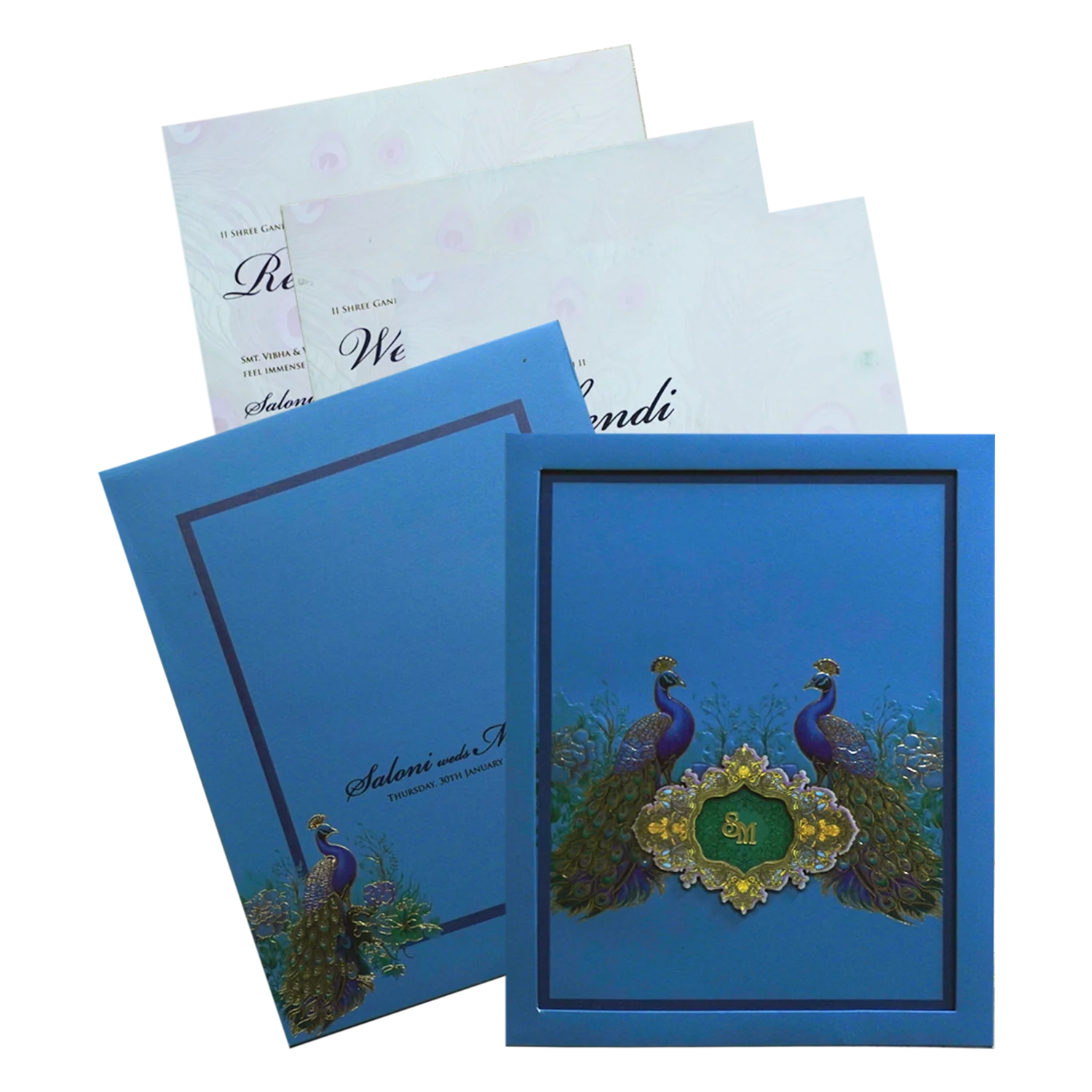 Blue Premium Padded Marriage Invitation-KPR24420
