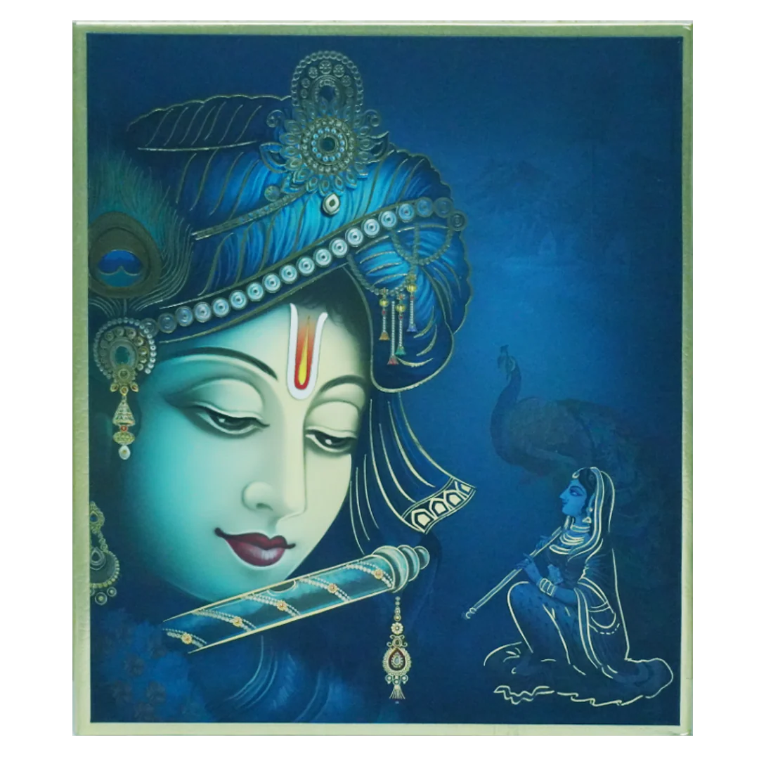 Blue Radhe Krishna Padded Wedding Invitation-KAC05620 - Image 3