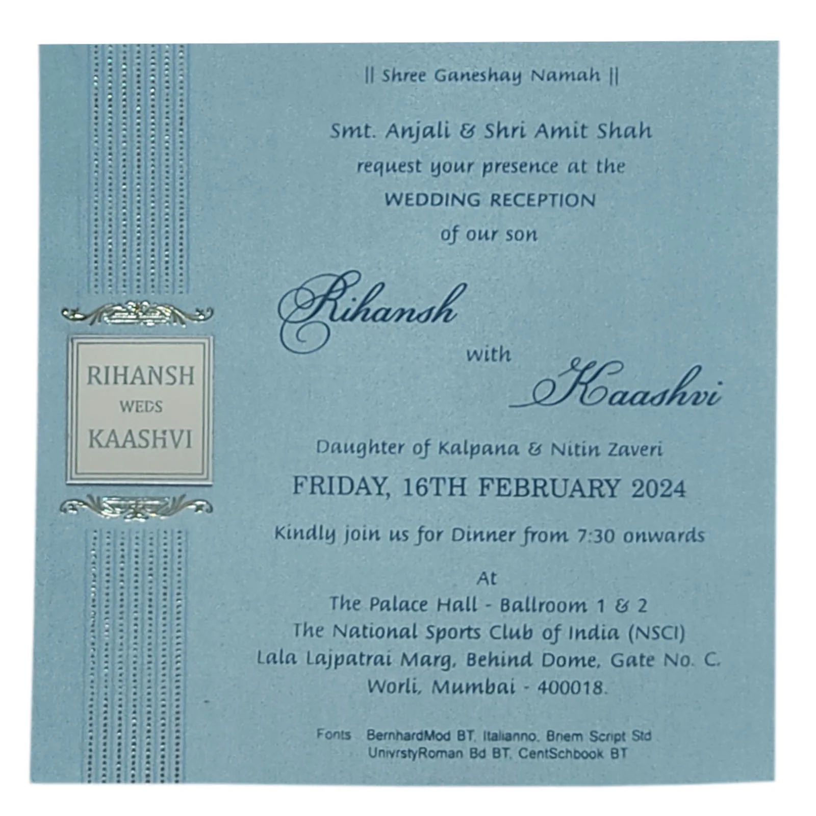 Blue Single Sheet Invitation Card-KRCS6012 - Image 2
