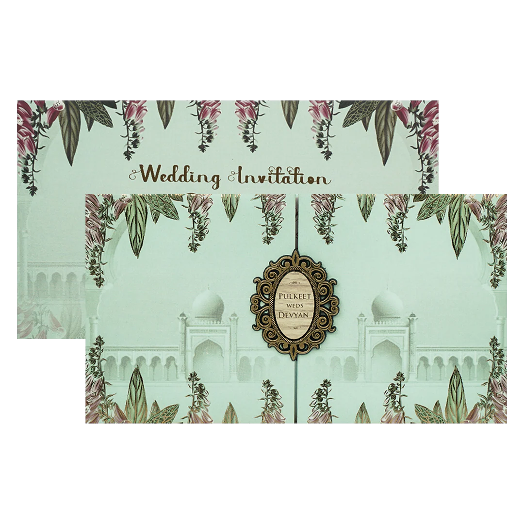 BlueTaj Mahal Floral Padded Wedding Card-KJTS1715 - Image 2