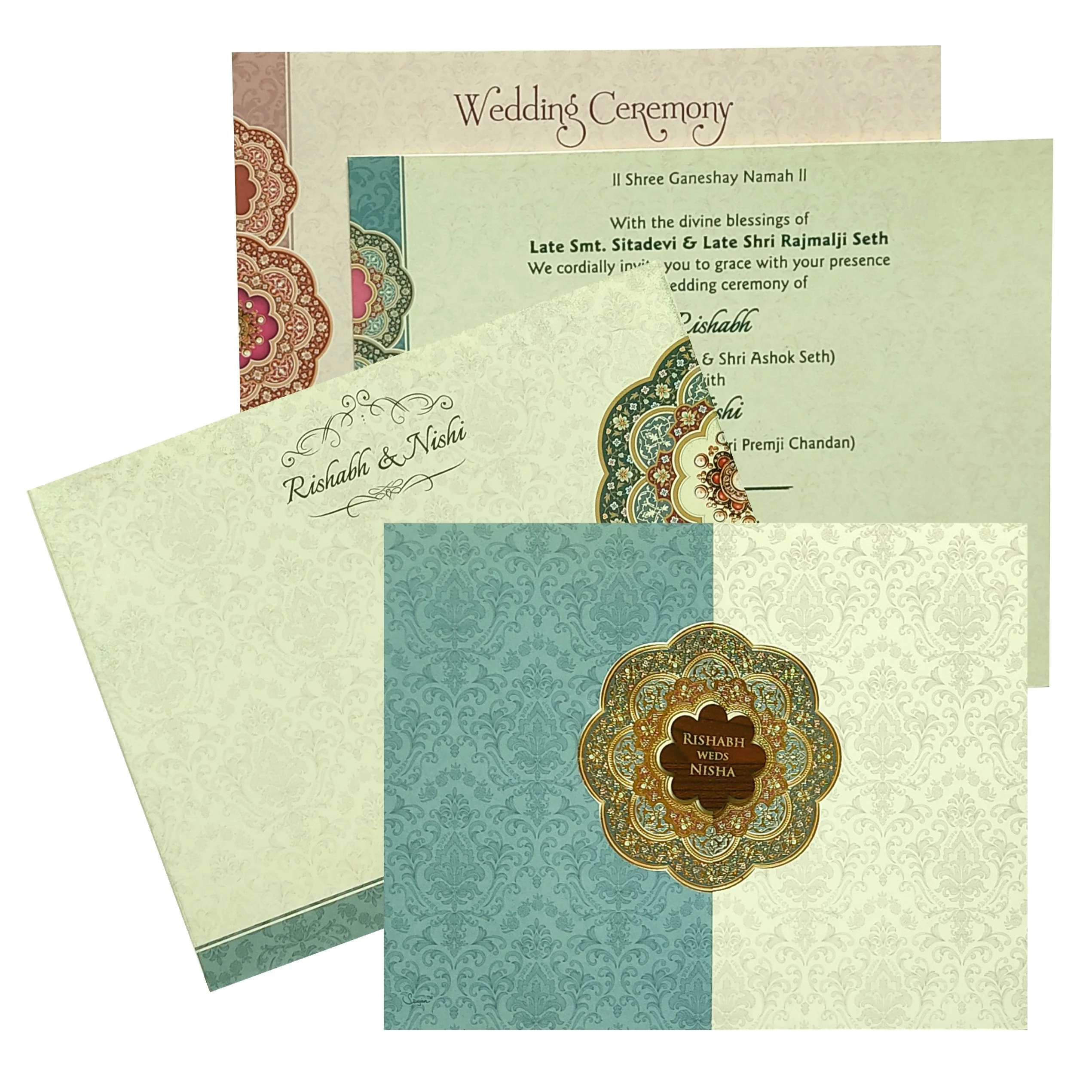 Blue White Door Invitation Card-KRC29970