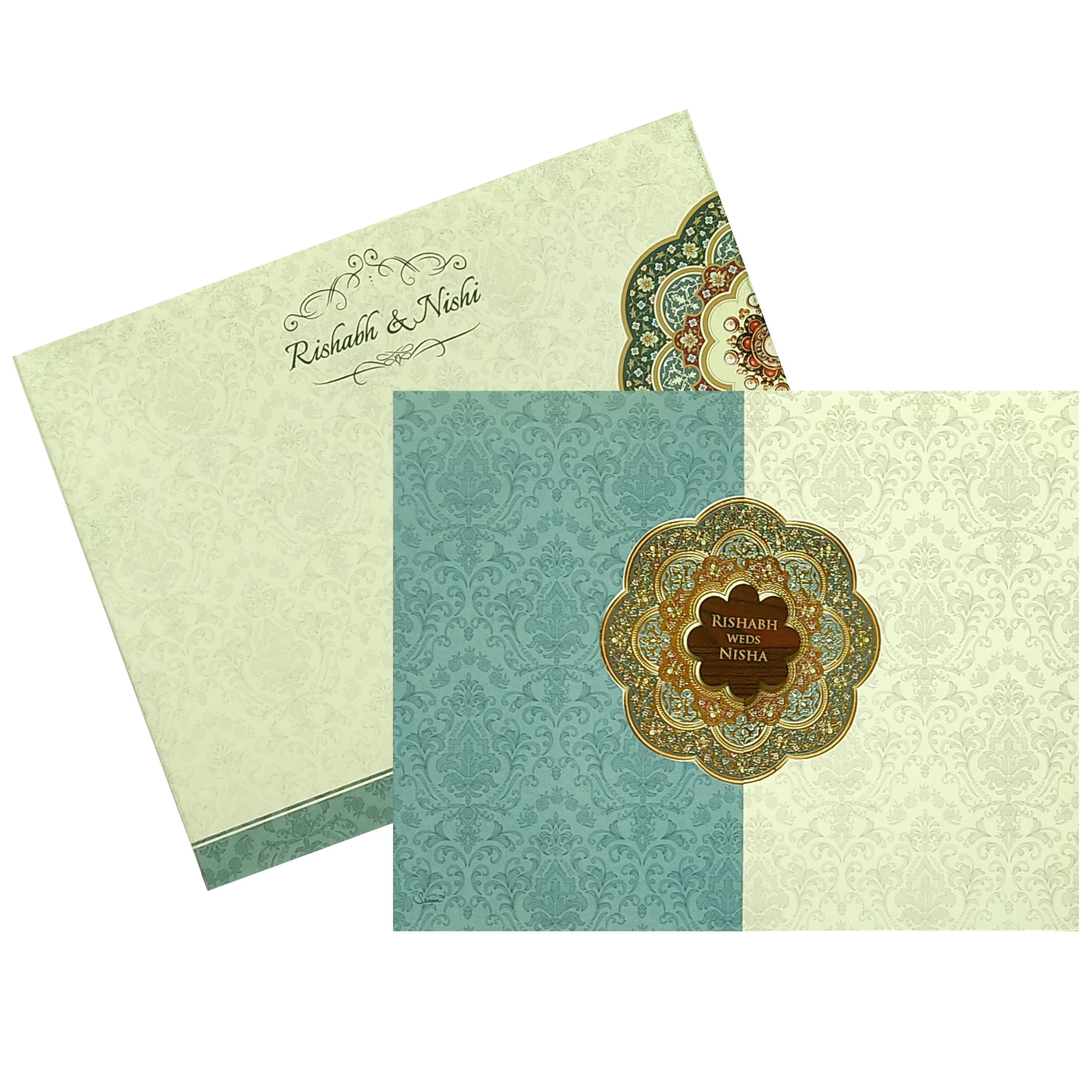 Blue White Door Invitation Card-KRC29970 - Image 2