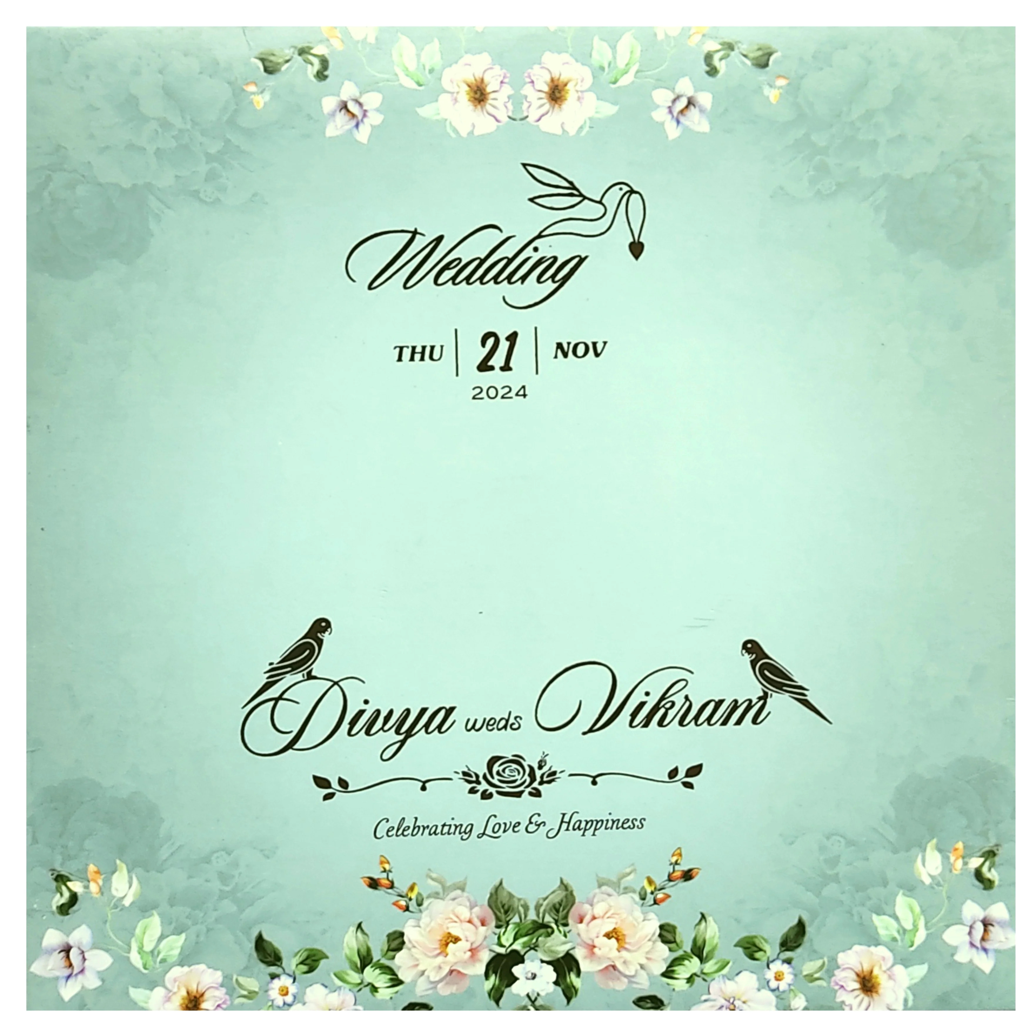 Blue White Floral MDF Invitation Card-KNPL5803 - Image 4