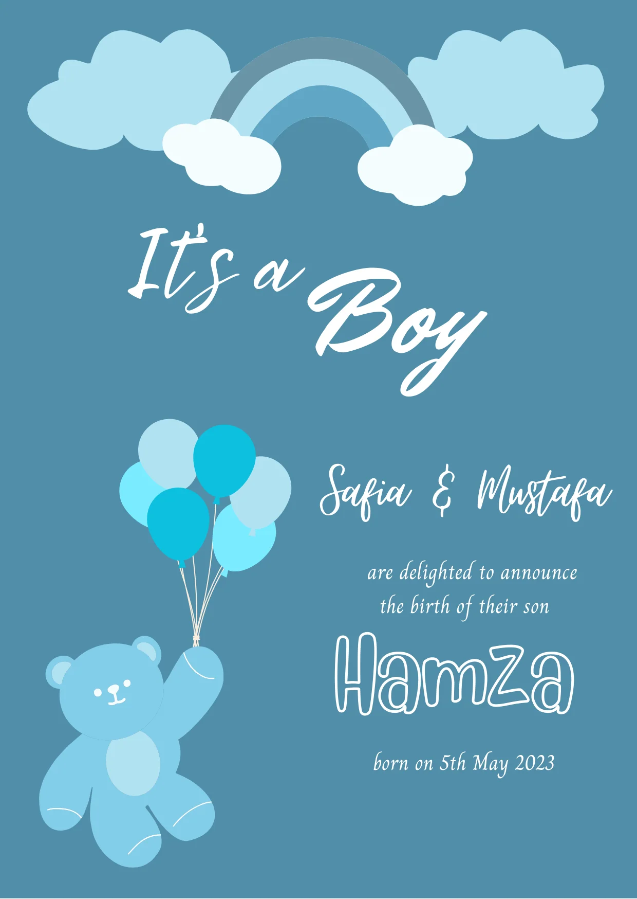 Blue Balloon Baby Shower Invitation-AABSW001