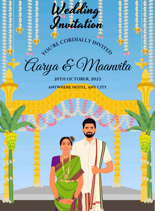 Blue Banana Traditional Wedding Invitation-AATWI010 - Image 2