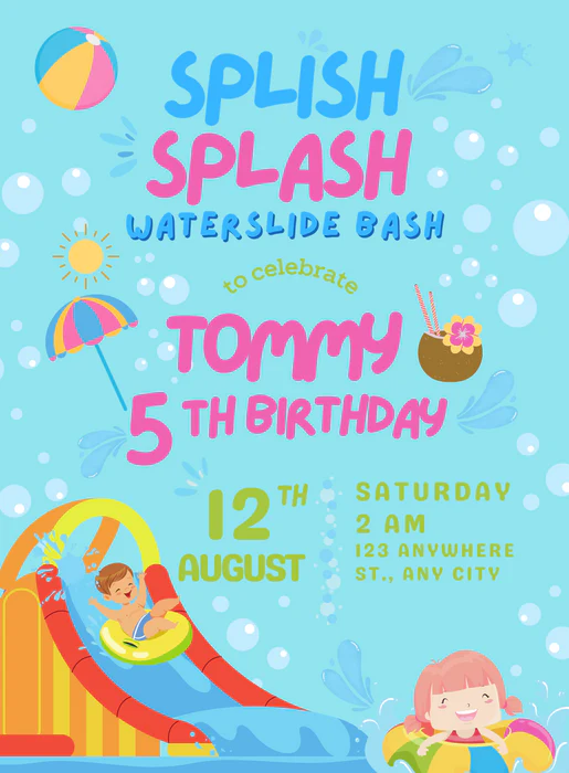Blue Bash Pool Party Invitation-AAPPI029 - Image 2