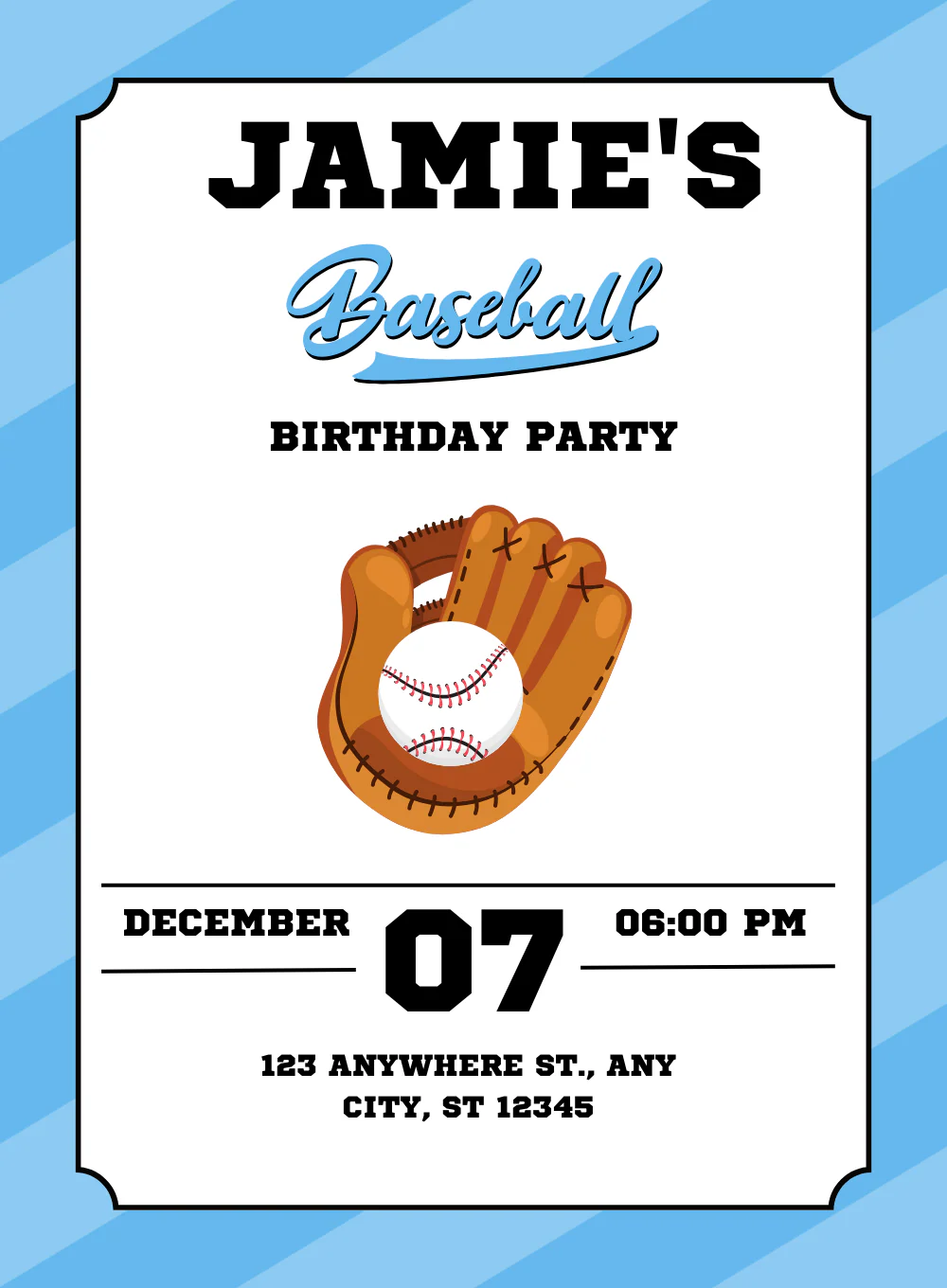 Blue Catch baseball Invitation-AABAS005