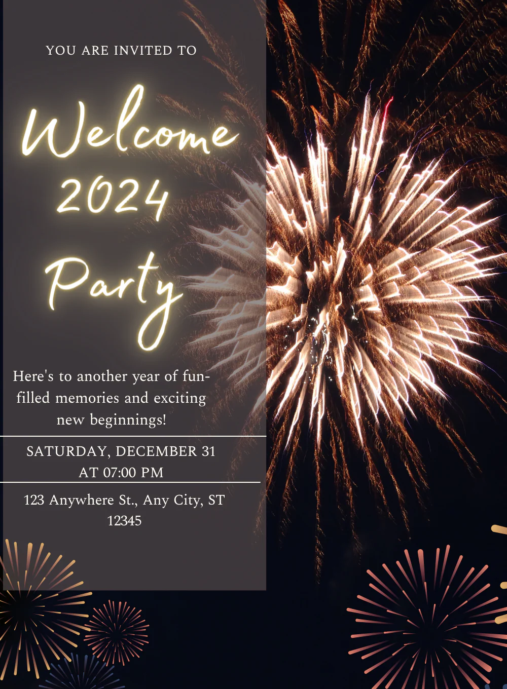 Blue Celebration New Year Eve Invitation-AANEW002