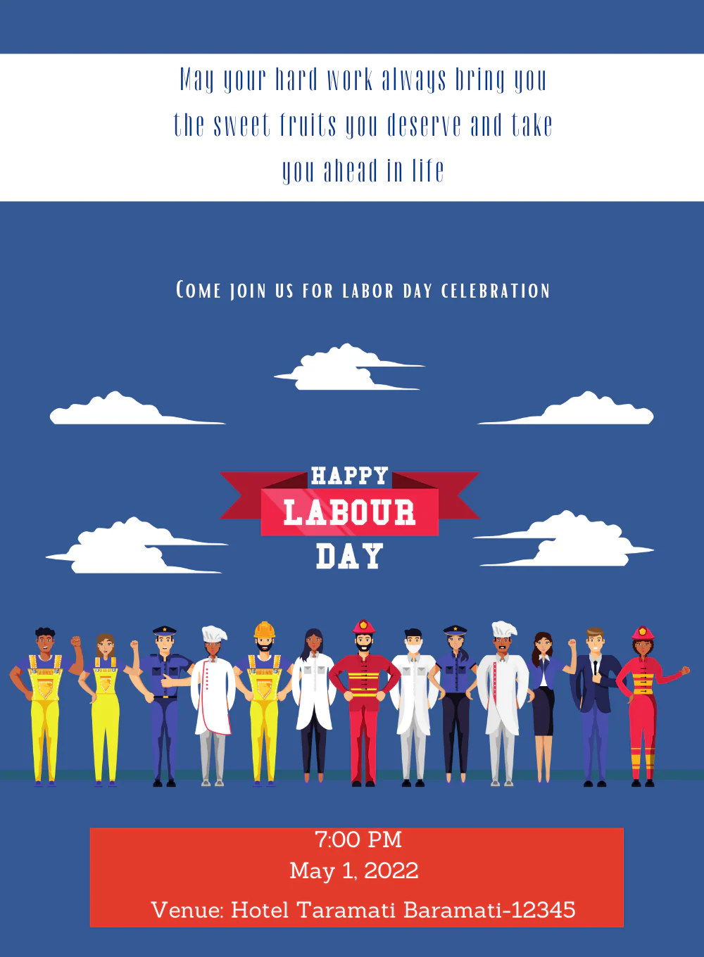 Blue Cloud labor day Invitation-AALAB011 - Image 2