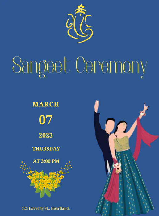 Blue Dance Sangeet Invitation-AASAN013 - Image 2