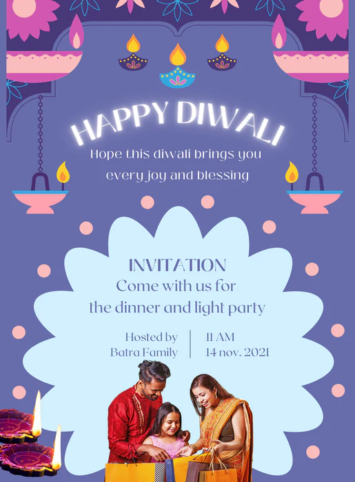 Blue Elegant Diwali Invitation-AADIW005 - Image 2