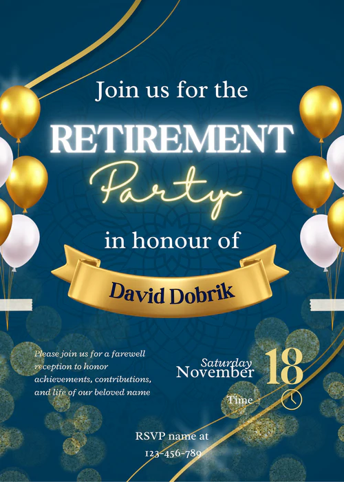 Blue Farewell Retirement Party Invitation-AARTI001 - Image 2