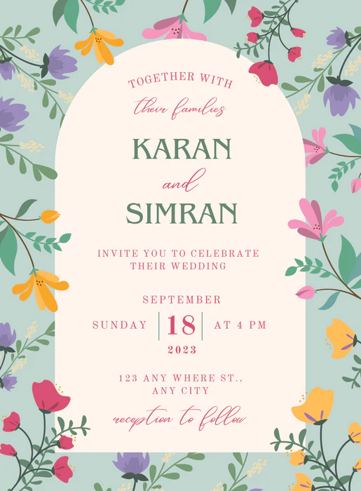 Blue Floral Christian Wedding Invitation-AACWI033 - Image 2