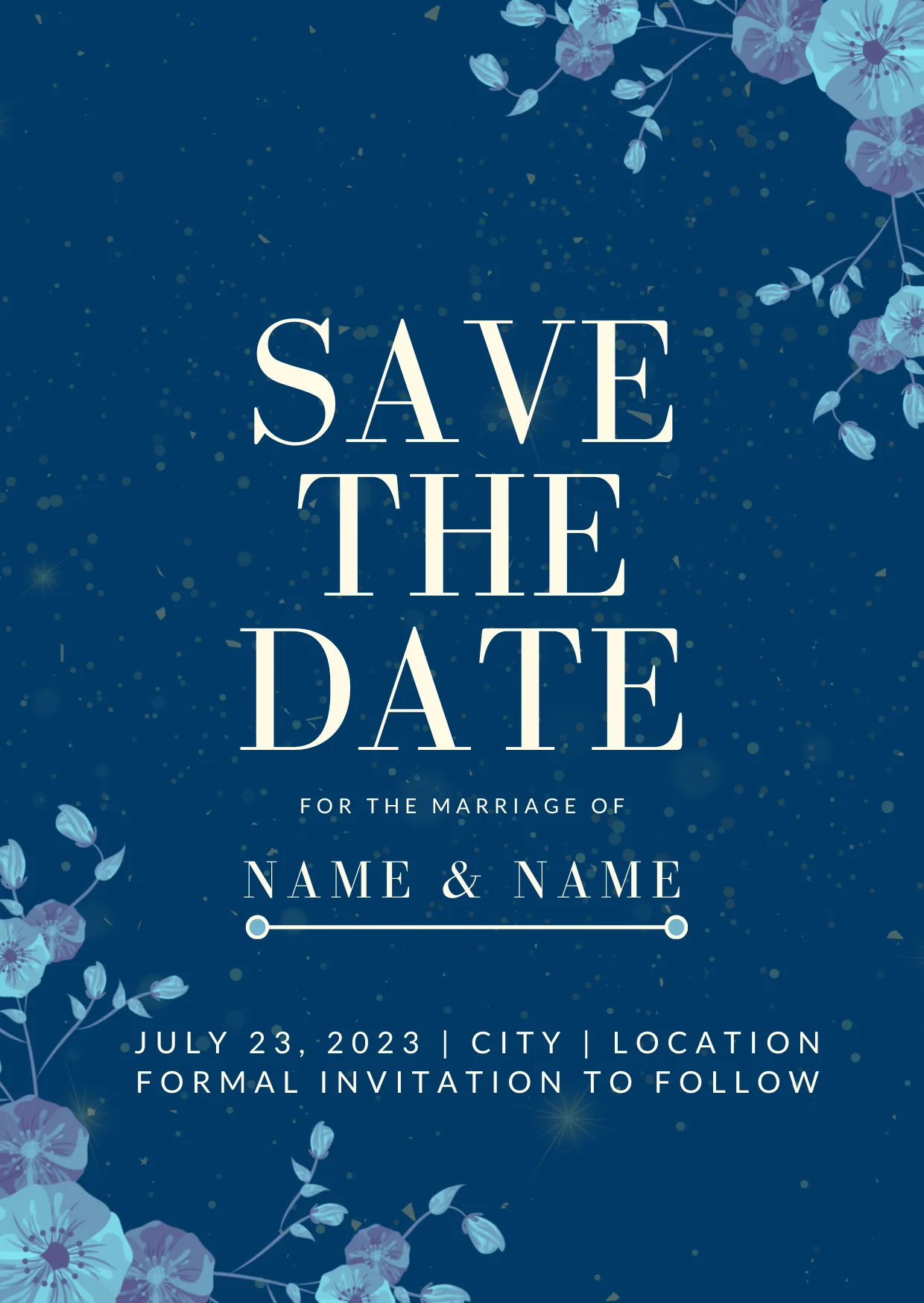 Blue Floral Save The Date Invitation-AASTD002 - Image 2