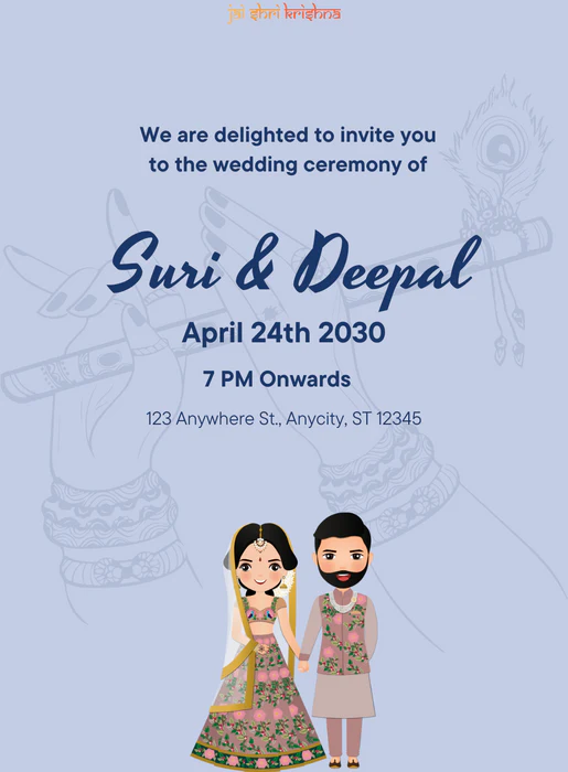 Blue Flute Gujarati Wedding Invitation'-AAGWI009 - Image 2