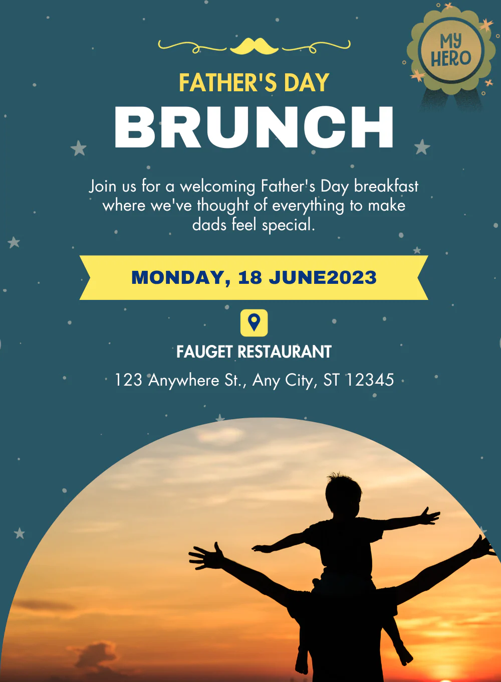 Blue Framed Father'S Day Invitation-AAFAT001