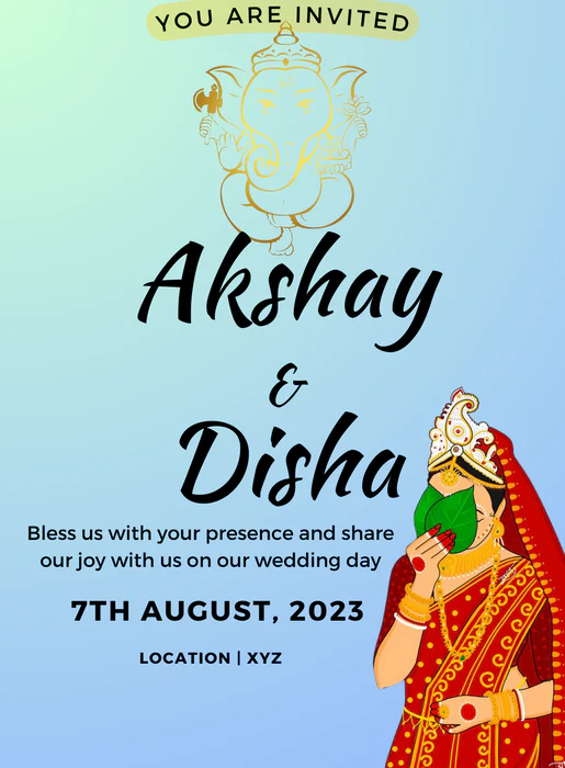 Blue Ganesha Gujarati Wedding Invitation-AAGWI006 - Image 2