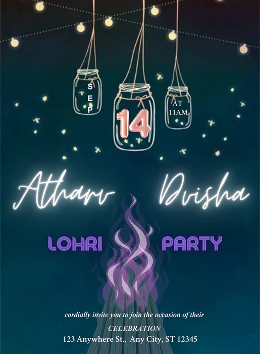 Blue Glaze Lohri Celebration Invitation-AALCI008 - Image 2