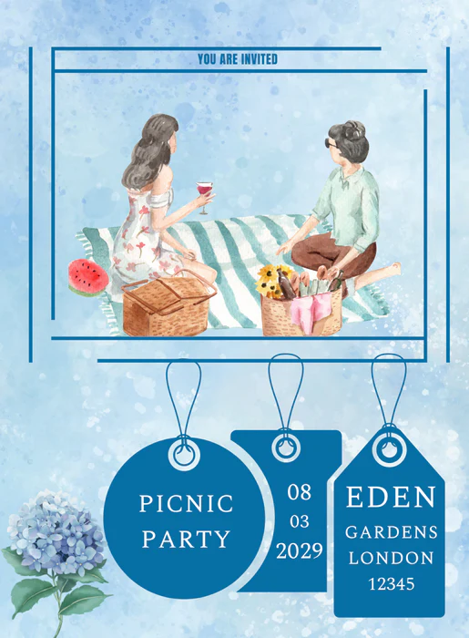 Blue Lavender Picnic Invitation-AAPIC004 - Image 2