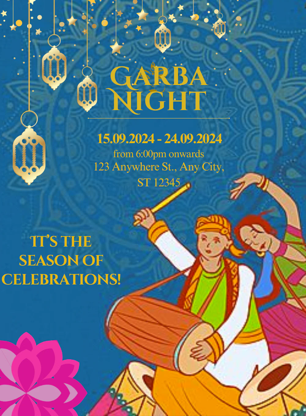 Blue Light Garba Invitations-AAGAI007