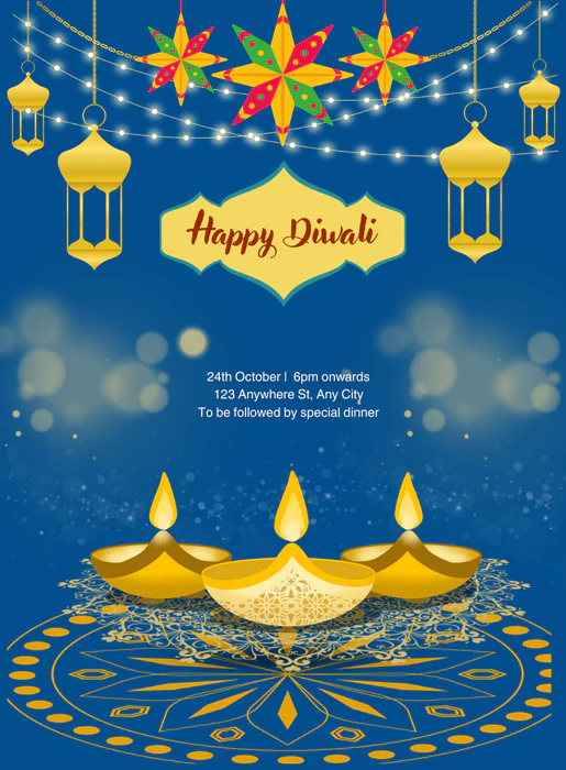 Blue Magic Diwali Invitations-AADWI011 - Image 2